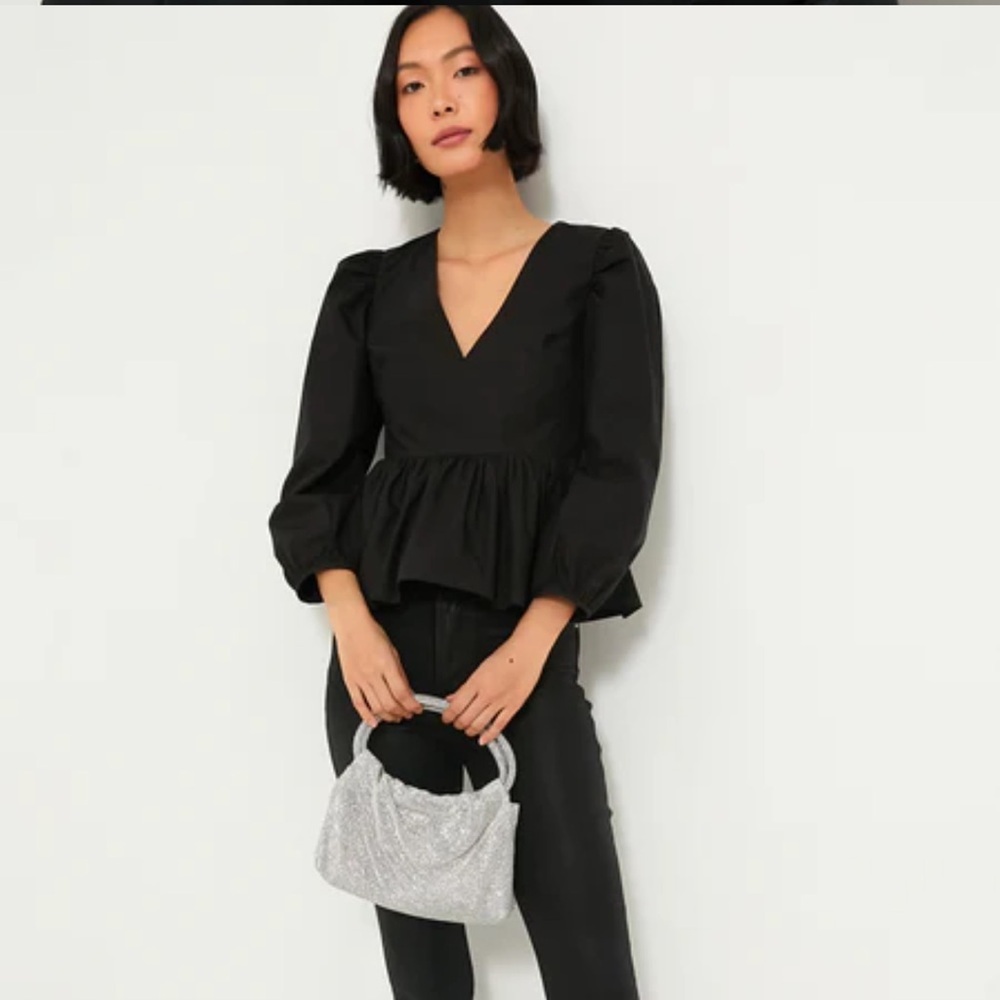 Hyacinth House Black Puff Sleeve Elaina Blouse